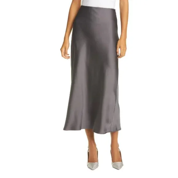 Club Monaco Charmeuse Midi Skirt Jupe Charcoal color size 00